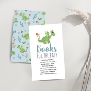 Boys Cute Dragon Baby Shower Books Enclosure Card