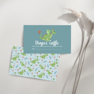 Boys Cute Dragon Baby Shower Diaper Raffle Enclosure Card