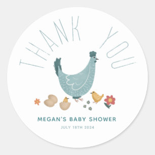 Boys Cute Farm Chicken Baby Shower Thank You Favor Classic Round Sticker