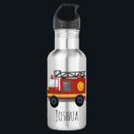 Boys Cute Fire Engine Truck and Name 532 Ml Water Bottle<br><div class="desc">This modern and cute kids water bottle design features a red fire engine truck,  with room for you to add your boys name in quirky typography. The perfect fireman and firefighter-themed back-to-school gift for your child.</div>