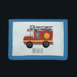 Boys Cute Fireman Fire Engine Truck and Name Trifold Wallet<br><div class="desc">This cute and modern blue kids wallet features an emergency fire engine cartoon,  and a place for you to add your child's name. Perfect for any child dreaming of being a fireman,  firewoman,  firefighter!</div>