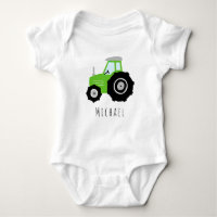 Boys Cute Green Farm Tractor and Name