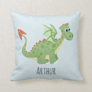 Boys Cute Green Magical Dragon Kids Cushion