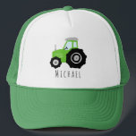 Boys Cute Green Tractor Farm and Name Kids Trucker Hat<br><div class="desc">This cute and modern kids trucker hat design features a green farm tractor cartoon and space for your to add your boys name. The perfect gift for any tractor-loving farmer!</div>