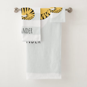 Boys Cute Jungle Tiger with Name Kids Bath Towel Set