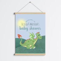 Boys Cute Magical Dragon Baby Shower Welcome Sign