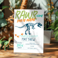 Boys Cute Modern Dinosaur Fossil Kids 5th Birthday