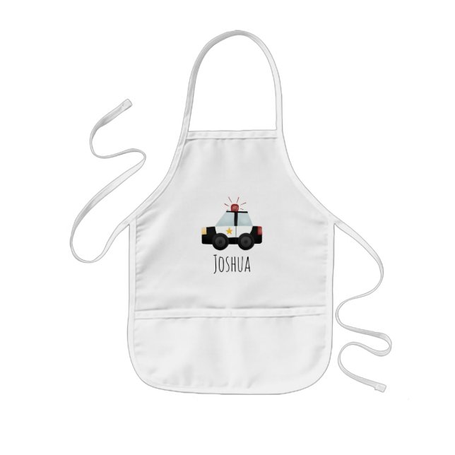 Boys Cute Police Car Cartoon Kids Apron (Front)