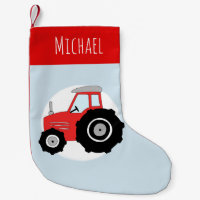 Boys Cute Red Tractor Doodle and Name