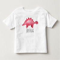 Boys Cute Red Watercolor Dinosaur and Name Kids