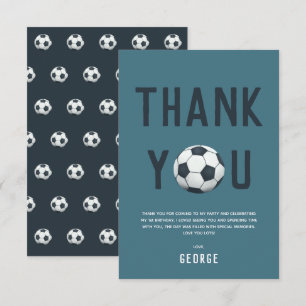 Boys Cute Soccer Sports Kids 1st Birthday Thank You Card