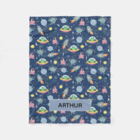 Boys Cute Space Alien Cartoon Pattern & Name Kids