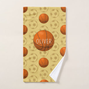 Boys Cute Sports Basketball Pattern Kids Hand Towel