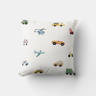 Boys Cute Transport Car Pattern Monogram Name Kids Cushion
