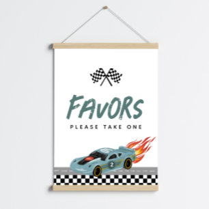 Boys Cute Two Fast 2nd Birthday Cars Favor Sign