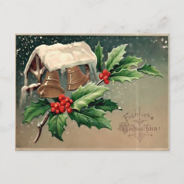 Boys Cutting the Christmas Tree in Snowy Forest Postcard (Front)