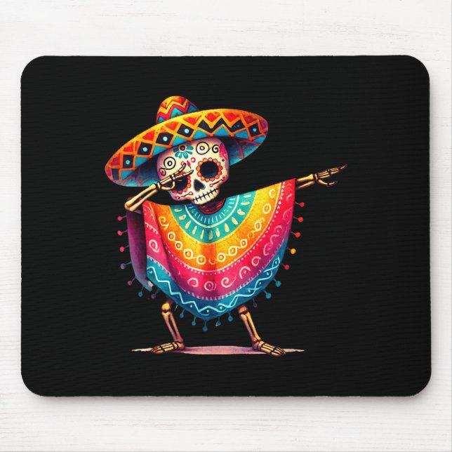 Boys Dabbing Skeleton Cinco De Mayo Fiesta Sombrer Mouse Pad (Front)