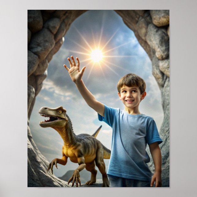 Boy's Dinosaur Adventure – Outdoor Exploration  Poster (Front)