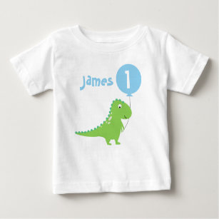Boys Dinosaur Balloon 1st Birthday T Shirt