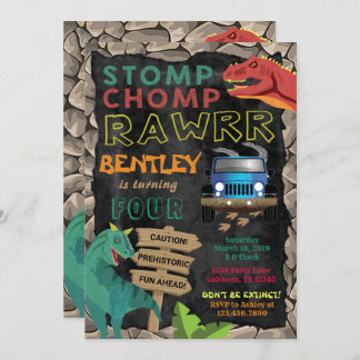Boys Dinosaur Birthday Party Invitation