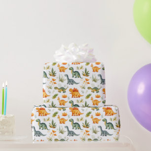 Boys Dinosaur Birthday Party Wrapping Paper