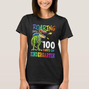 Boys Dinosaur Rex Roaring Into 100 Days Of Kinderg T-Shirt