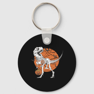 Boys Dinosaur Skeleton T Rex Scary Pumpkin Moon Key Ring