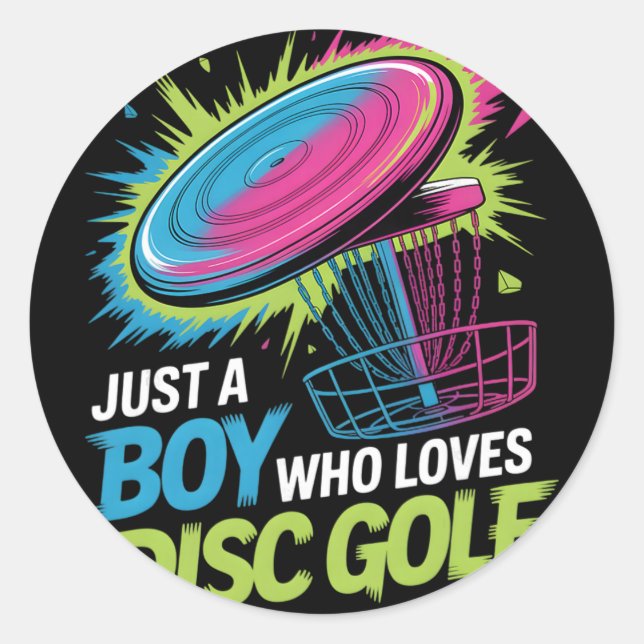 Boys Disc Golf _1  Classic Round Sticker (Front)
