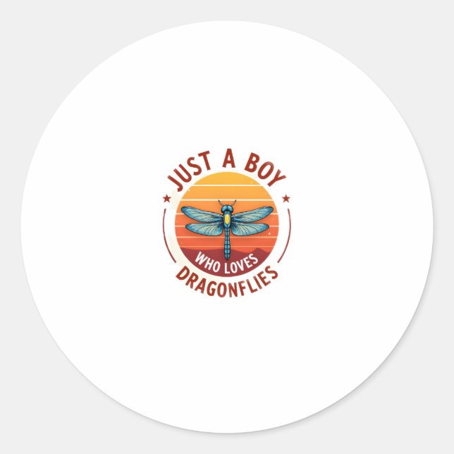 Boys Dragonfly (2) Classic Round Sticker (Front)