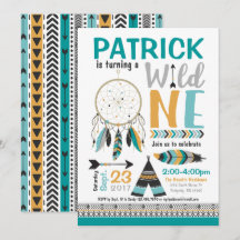 Boys Dreamcatcher Wild ONE 1st Birthday Invitation