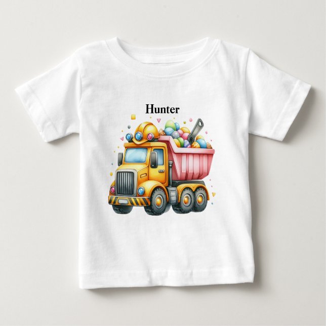 Boy's Dump truck Baby T-Shirt (Front)