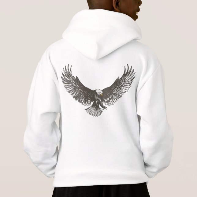 Boys eagle swoop line art kids hoodie (Back)