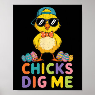 Boys Easter Cute Chick Dig Me Egg Bunny Easter Kid Poster