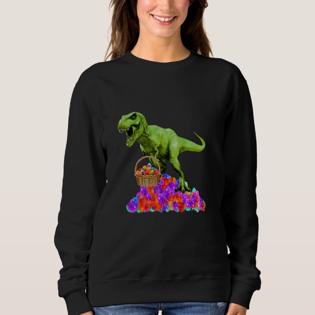 Boys Easter Dino Bunny Egg Hunt Dinosaur Trex T Re Sweatshirt (Front)