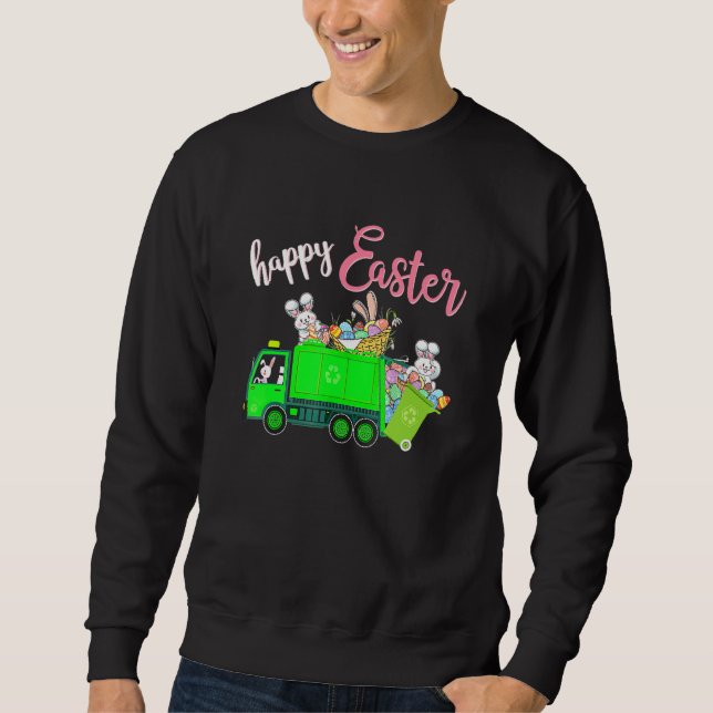 Boys Easter Eggs Bunnies Happy Easter Ridding Garb Sweatshirt (Front)