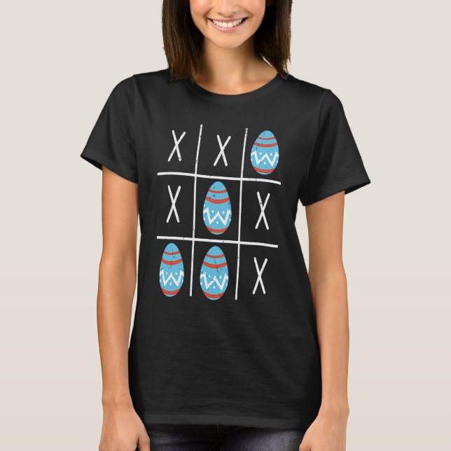 Boys Easter Eggs Tic Tac Toe XO XO  2023 Easter T-Shirt (Front)