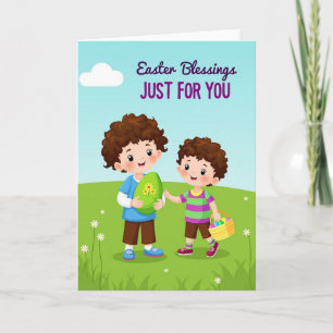 Boys Easter Joy Decorative Oval Card