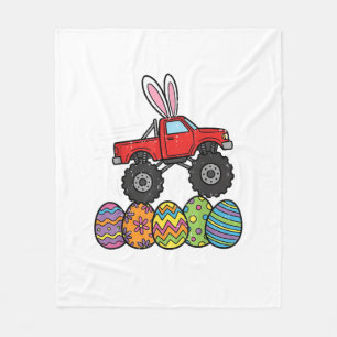Boys Easter Monster Truck Happy Easter Day Eggs To Fleece Blanket