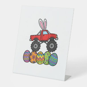 Boys Easter Monster Truck Happy Easter Day Eggs To Pedestal Sign