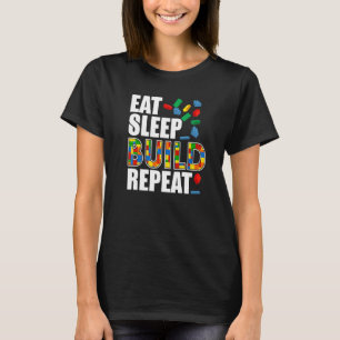 Boys Eat Sleep Build Repeat Funny Building Blocks T-Shirt