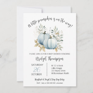 Boy's Fall Little Pumpkin Foliage Baby Shower Invitation