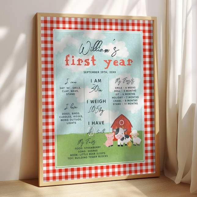 Boys Farm 1st Year Birthday Milestone  Poster (Creator Uploaded)