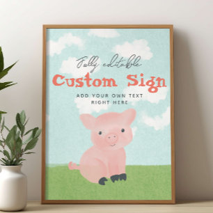 Boys Farm Animal Watercolor Custom Sign