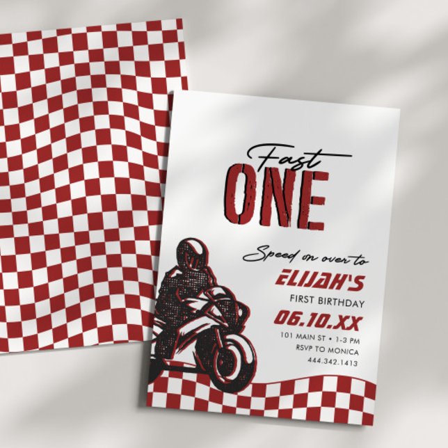 Boys Fast One 1st Dirt Bike Birthday Invitation (Creator Uploaded)