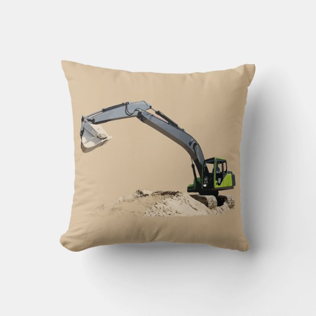 Boys' Favourite Excavators on Double Sided Pillow (Front)