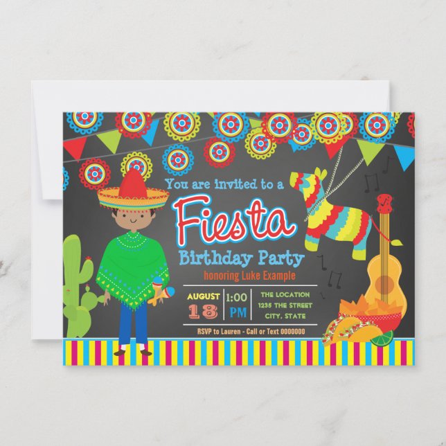 Boys Fiesta Birthday Party Invitation (Front)