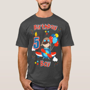 Boys Fifth Aeroplane Birthday Five Year Old T-Shirt