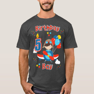 Boys Fifth Aeroplane Birthday  Five Year Old T-Shirt