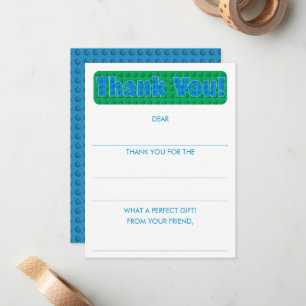 Boys Fill In The Building Block Thank You Card