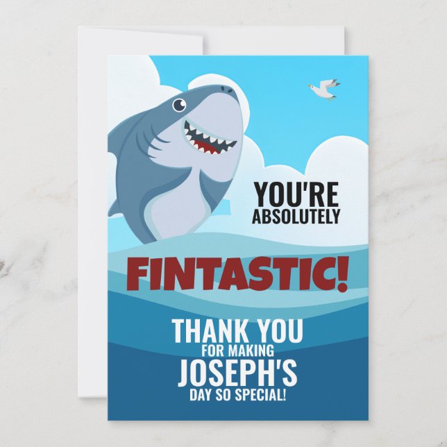 Boy's Fintastic Thank You Flat Card (Front)